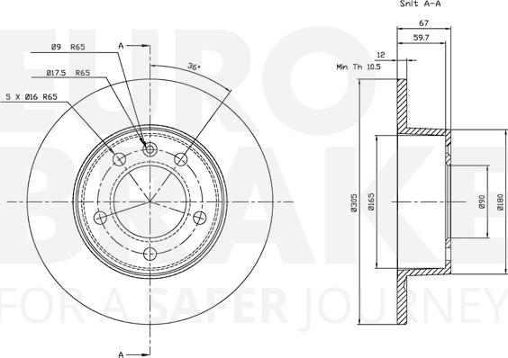 Eurobrake 5815313643 - Тормозной диск autospares.lv