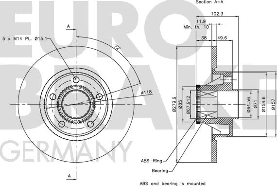 Eurobrake 5815313658 - Тормозной диск autospares.lv