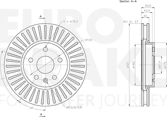 Eurobrake 5815313669 - Тормозной диск autospares.lv