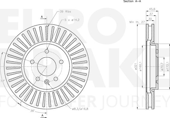 Eurobrake 5815313675 - Тормозной диск autospares.lv