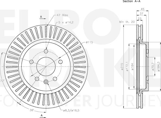 Eurobrake 5815313676 - Тормозной диск autospares.lv