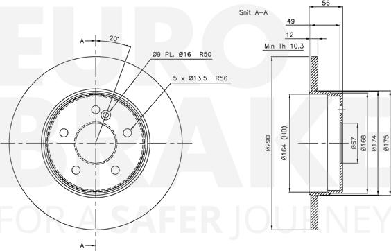 Eurobrake 5815313340 - Тормозной диск autospares.lv