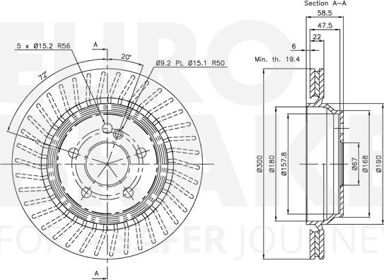 Eurobrake 5815313352 - Тормозной диск autospares.lv