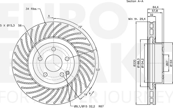 Eurobrake 5815343361 - Тормозной диск autospares.lv