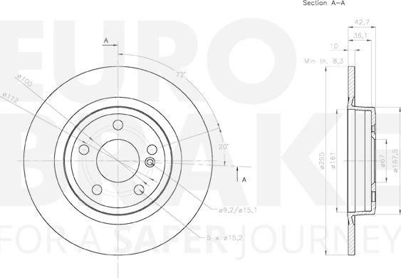 Eurobrake 58153133126 - Тормозной диск autospares.lv