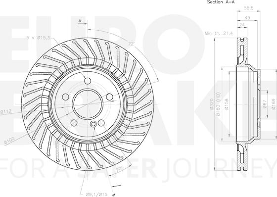 Eurobrake 58153133120 - Тормозной диск autospares.lv