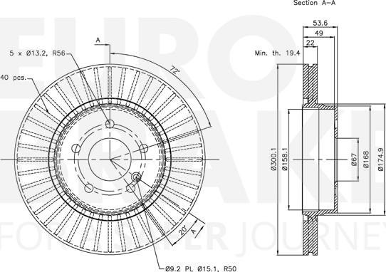 Eurobrake 5815313389 - Тормозной диск autospares.lv