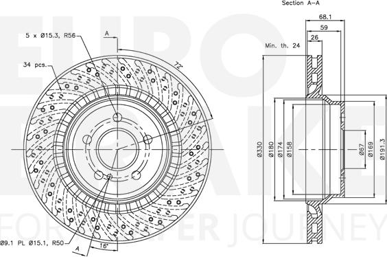 Eurobrake 5815313379 - Тормозной диск autospares.lv