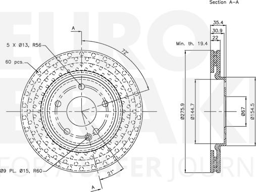 Eurobrake 5815313370 - Тормозной диск autospares.lv