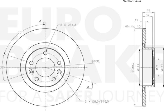 Eurobrake 5815313744 - Тормозной диск autospares.lv