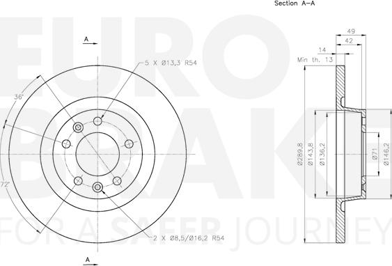 Eurobrake 5815313736 - Тормозной диск autospares.lv