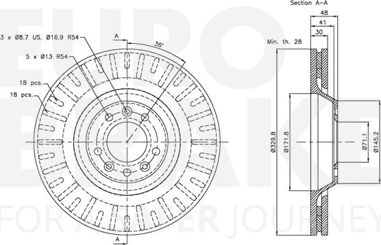 Eurobrake 5815313728 - Тормозной диск autospares.lv