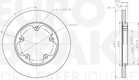 Eurobrake 5815312595 - Тормозной диск autospares.lv