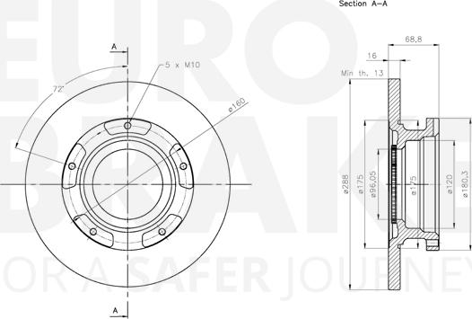 Eurobrake 5815312590 - Тормозной диск autospares.lv