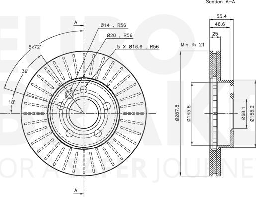 Eurobrake 5815312545 - Тормозной диск autospares.lv