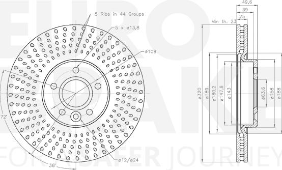 Eurobrake 58153125105 - Тормозной диск autospares.lv