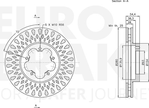 Eurobrake 5815312575 - Тормозной диск autospares.lv