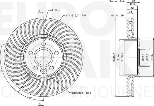 Eurobrake 5815312570 - Тормозной диск autospares.lv