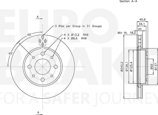 Eurobrake 5815312343 - Тормозной диск autospares.lv