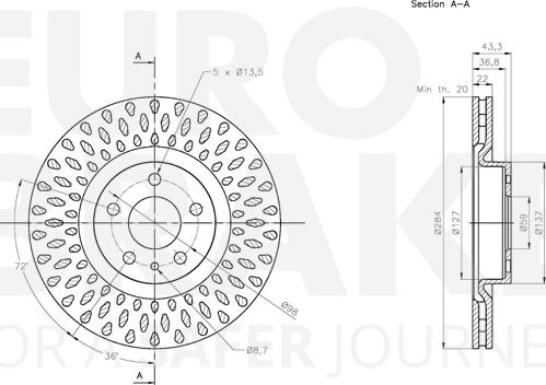 Eurobrake 5815312367 - Тормозной диск autospares.lv