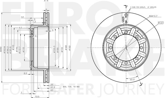 Eurobrake 58153122101 - Тормозной диск autospares.lv