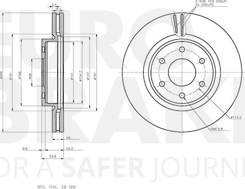 Eurobrake 58153122102 - Тормозной диск autospares.lv