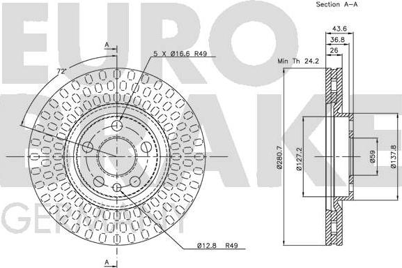 Eurobrake 5815209942 - Тормозной диск autospares.lv