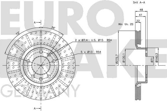 Eurobrake 5815209916 - Тормозной диск autospares.lv