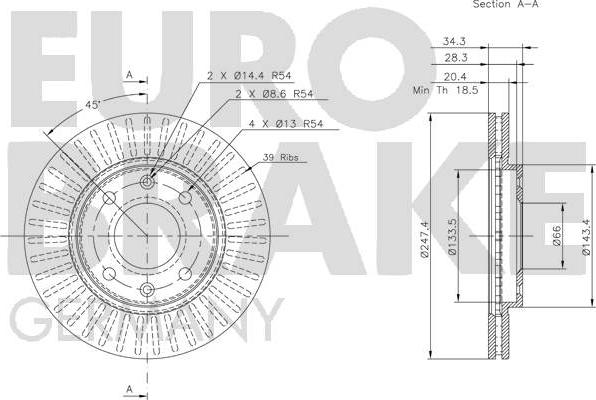 Eurobrake 5815209918 - Тормозной диск autospares.lv