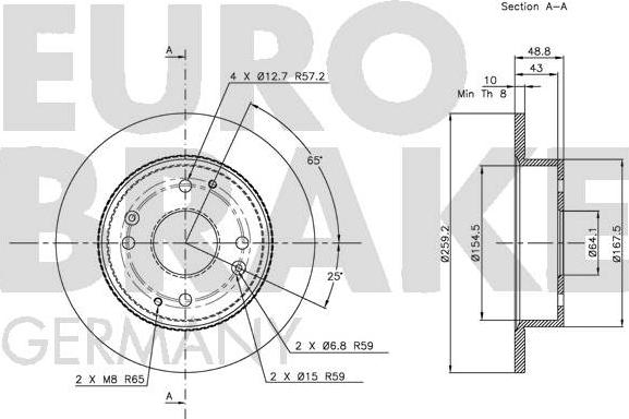 Eurobrake 5815209939 - Тормозной диск autospares.lv