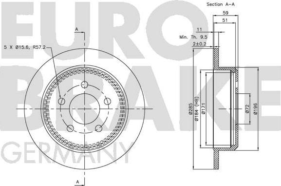 Eurobrake 5815209307 - Тормозной диск autospares.lv