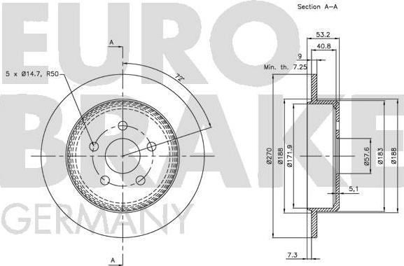 Eurobrake 5815209310 - Тормозной диск autospares.lv