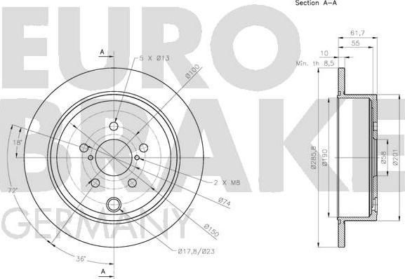 Eurobrake 5815204418 - Тормозной диск autospares.lv