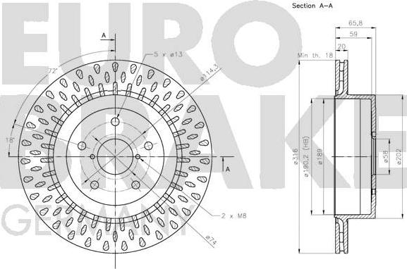 Eurobrake 5815204424 - Тормозной диск autospares.lv