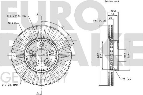 Eurobrake 5815204595 - Тормозной диск autospares.lv