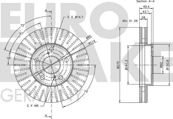 Eurobrake 5815204549 - Тормозной диск autospares.lv