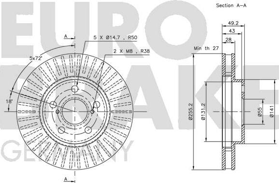 Eurobrake 5815204544 - Тормозной диск autospares.lv