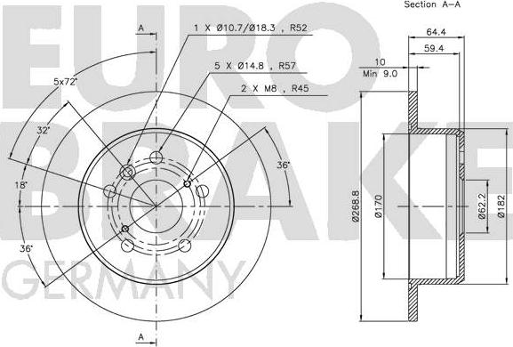 Eurobrake 5815204548 - Тормозной диск autospares.lv