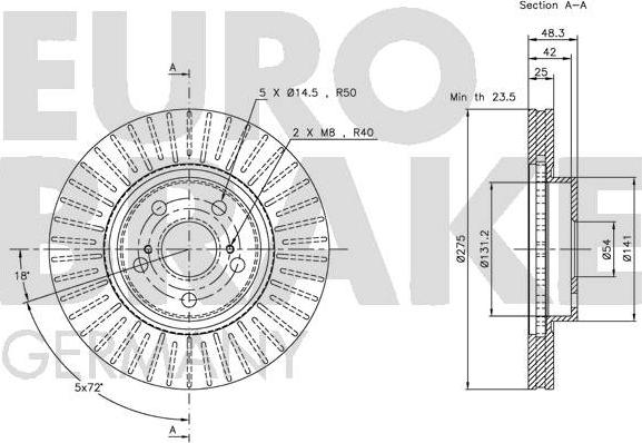 Eurobrake 5815204557 - Тормозной диск autospares.lv