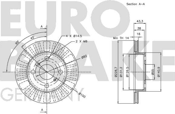 Eurobrake 5815204566 - Тормозной диск autospares.lv