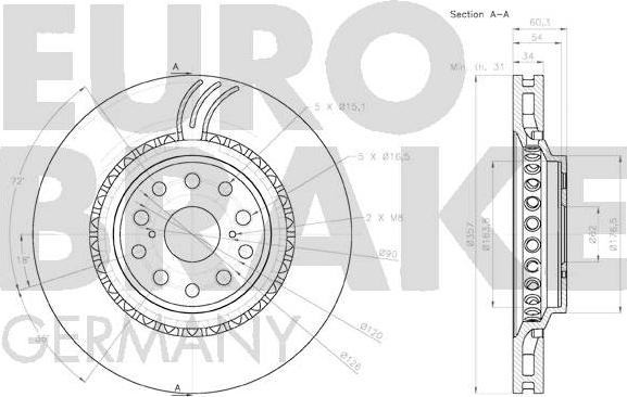 Eurobrake 58152045147 - Тормозной диск autospares.lv