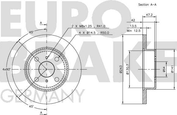 Eurobrake 5815204514 - Тормозной диск autospares.lv