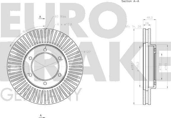 Eurobrake 58152045155 - Тормозной диск autospares.lv