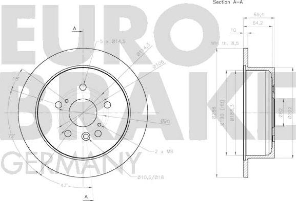Eurobrake 58152045160 - Тормозной диск autospares.lv