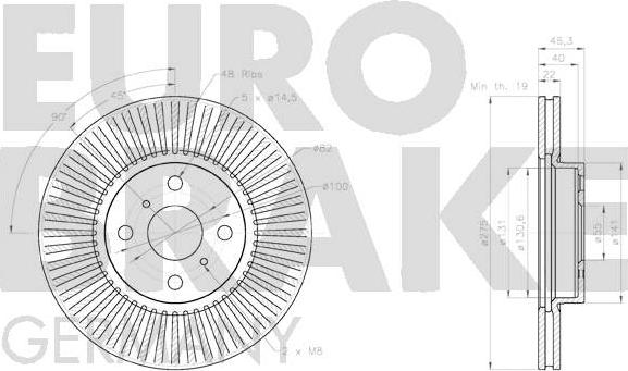 Eurobrake 58152045108 - Тормозной диск autospares.lv