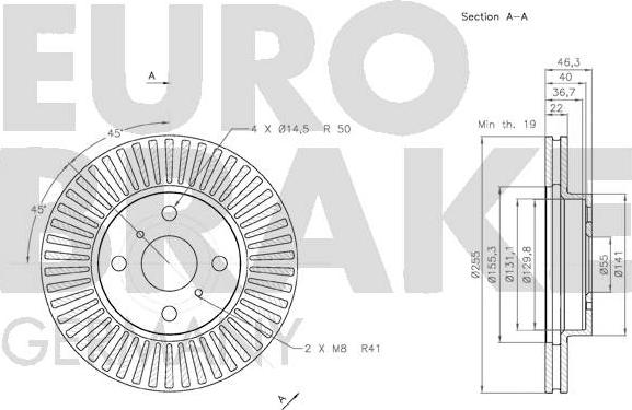 Eurobrake 58152045107 - Тормозной диск autospares.lv