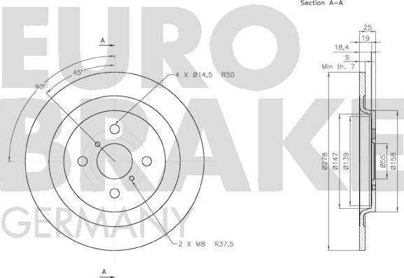 Eurobrake 58152045111 - Тормозной диск autospares.lv