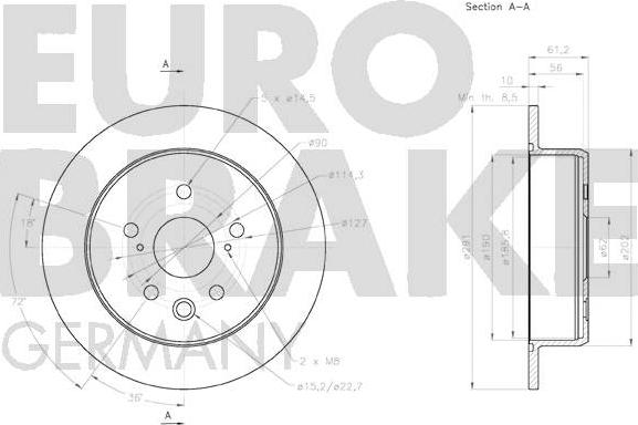 Eurobrake 58152045135 - Тормозной диск autospares.lv