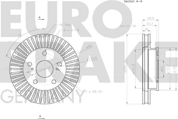 Eurobrake 58152045137 - Тормозной диск autospares.lv