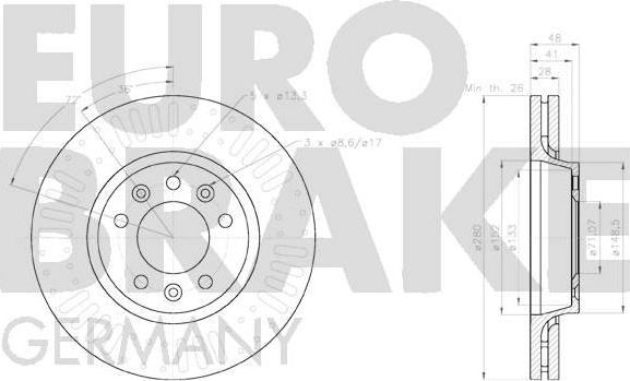 Eurobrake 58152045175 - Тормозной диск autospares.lv